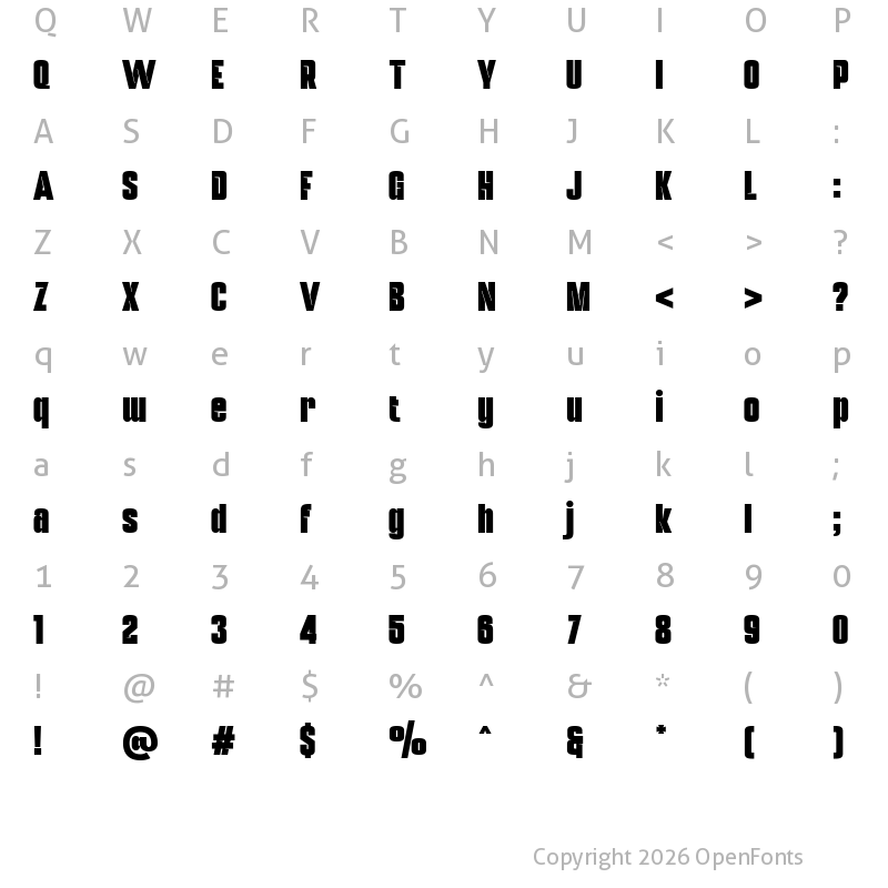 Character Map of Nortune Extrablack
