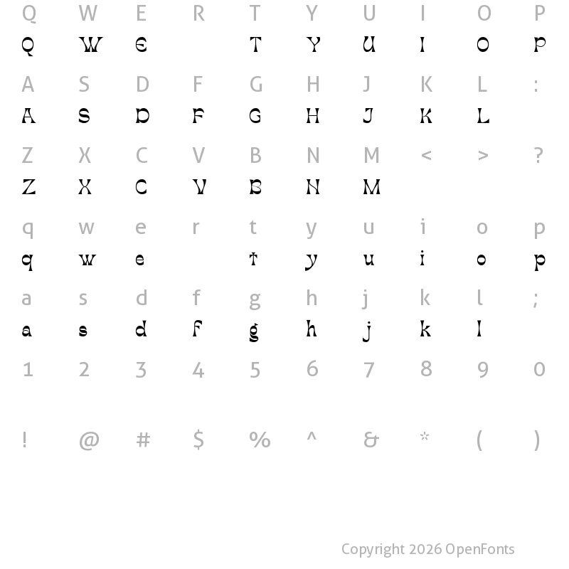 Character Map of NORWAYDEMO Regular