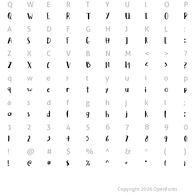 Character Map of Note To Self Regular