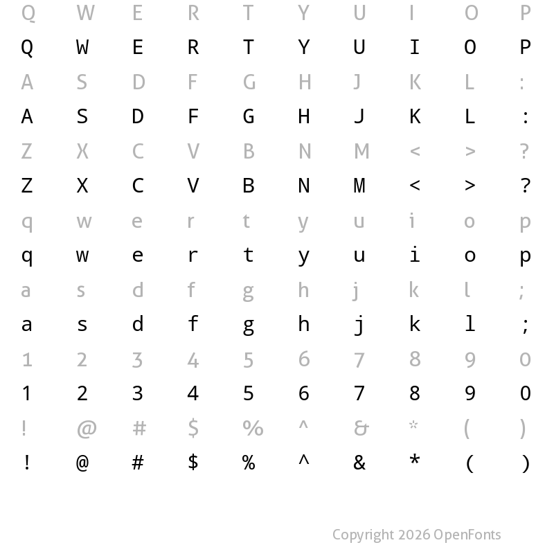 Character Map of Noto Mono Regular