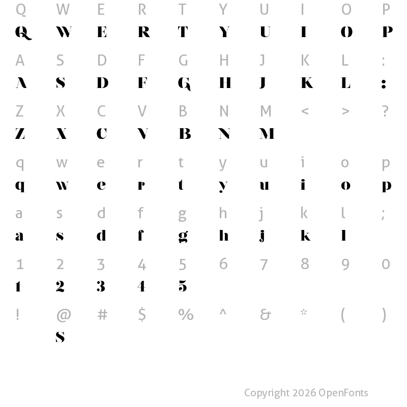 Character Map of Nouvelle Vague Nouvelle Vague Black