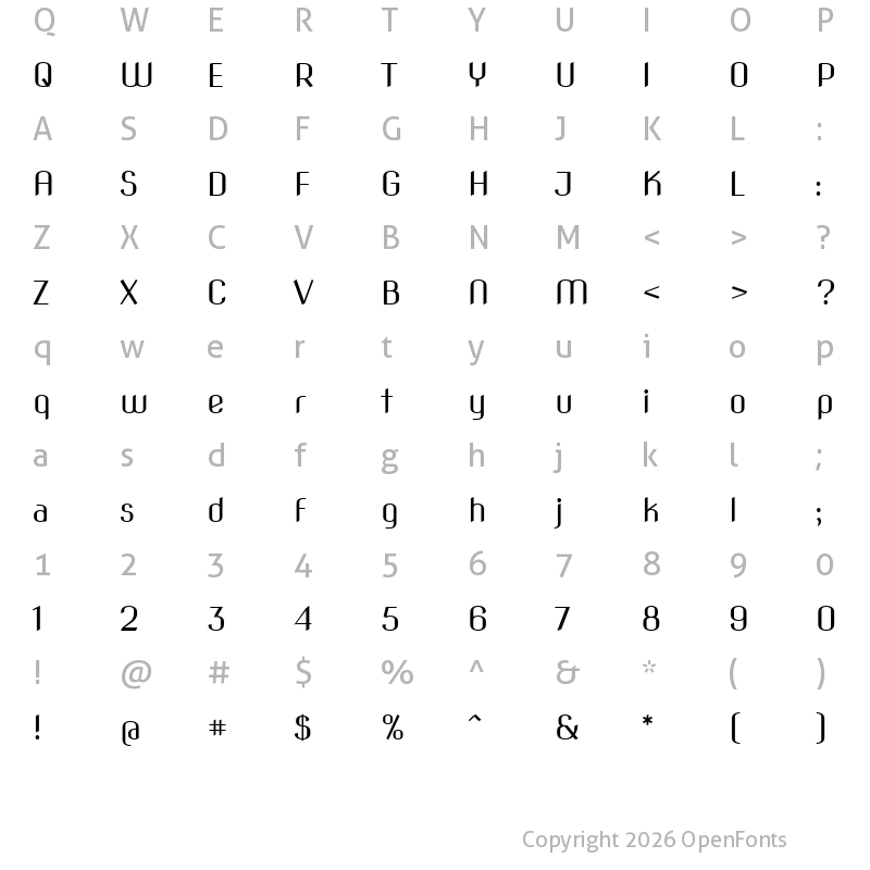 Character Map of Nova Flat Slim Book