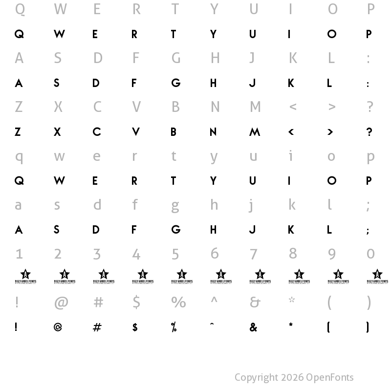 Character Map of NOVA Regular