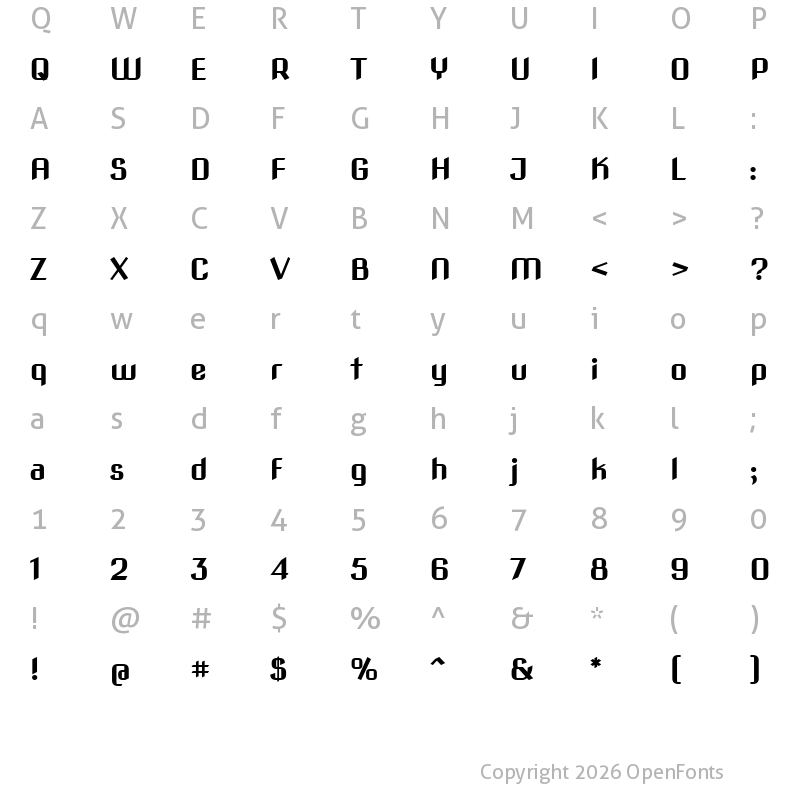 Character Map of Nova Square Slim Bold