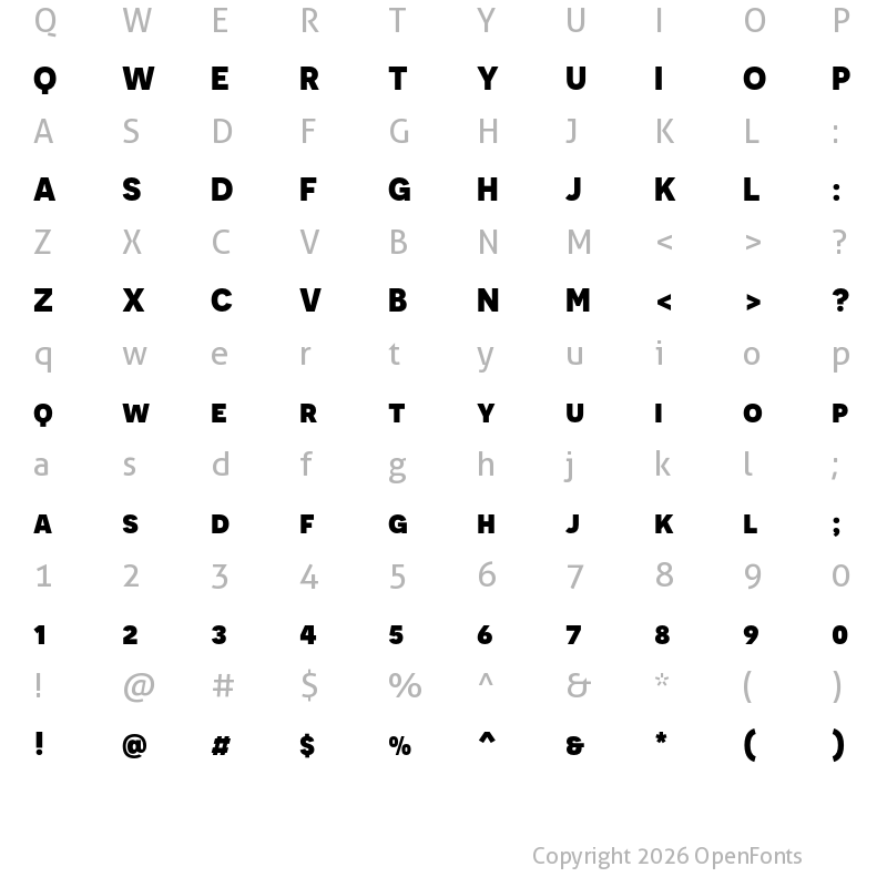 Character Map of Novecento sans UltraBold