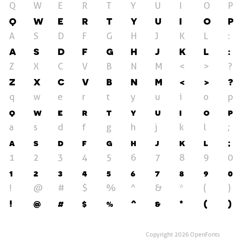 Character Map of Novecento sans wide UltraBold