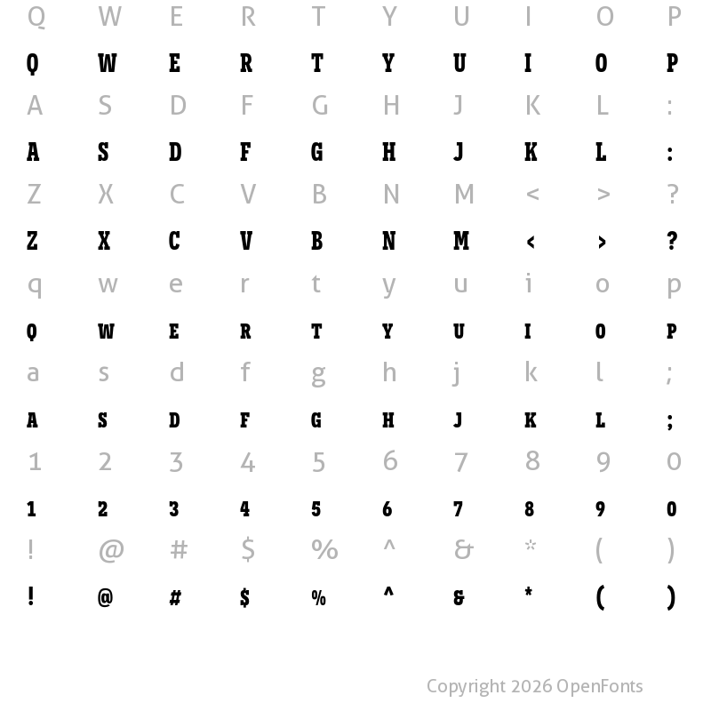 Character Map of Novecento slab condensed Bold