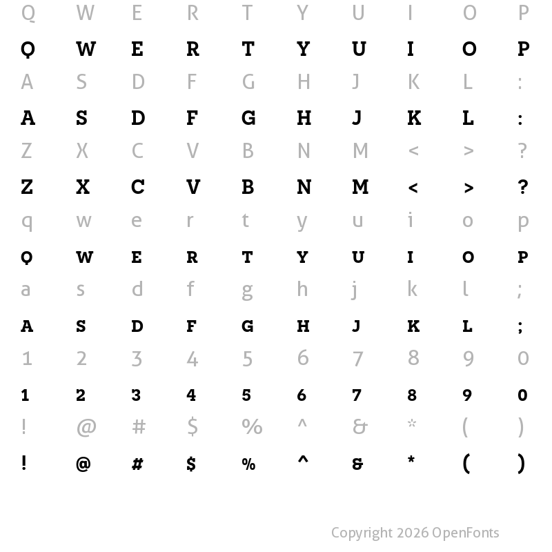 Character Map of Novecento slab DemiBold