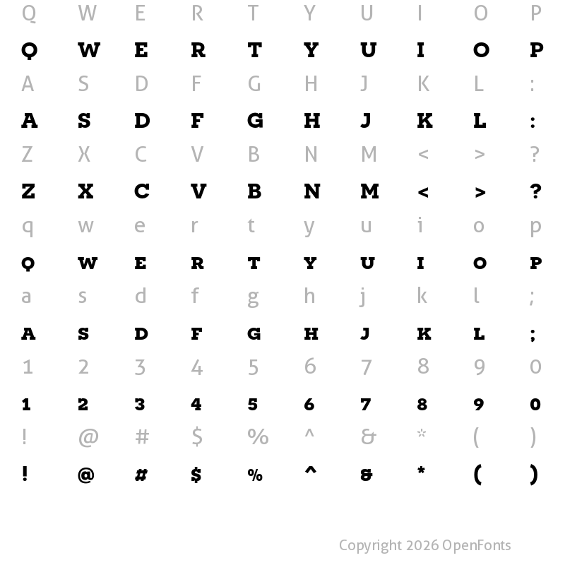 Character Map of Novecento slab wide Bold