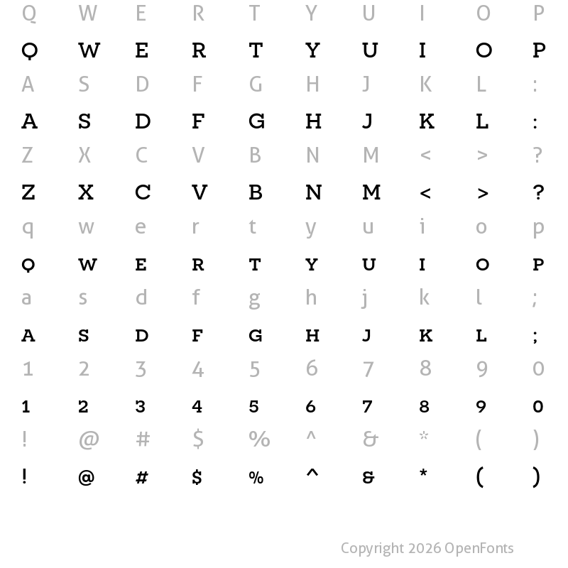 Character Map of Novecento slab wide Medium