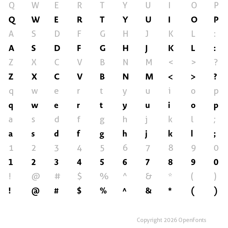 Character Map of Novel Display Cnd XBold