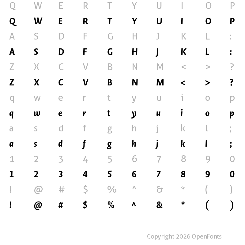 Character Map of Novel Display Cnd XBold It