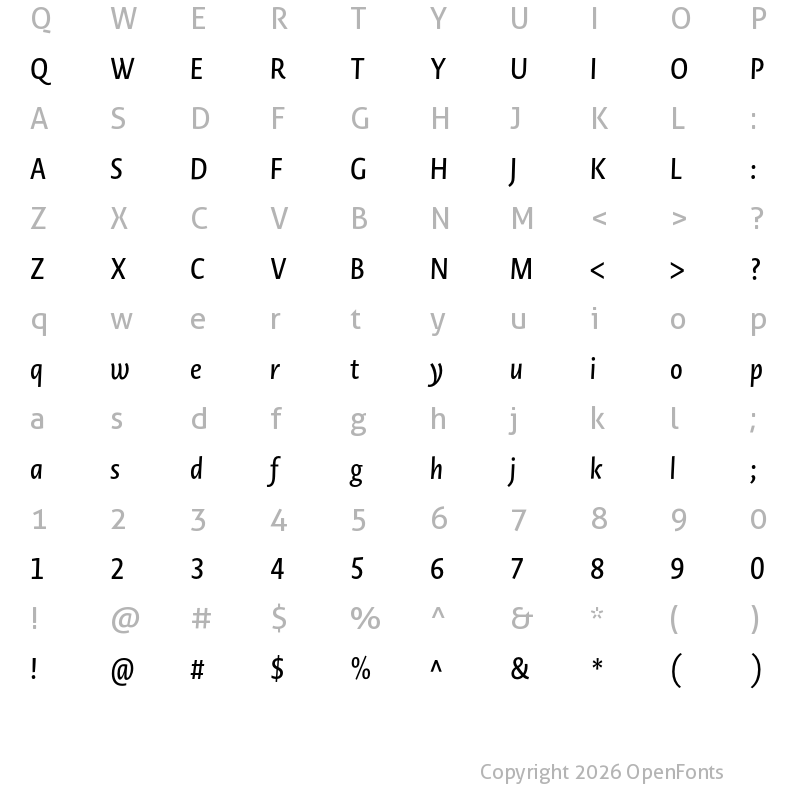 Character Map of Novel Display XCnd SemiBd It