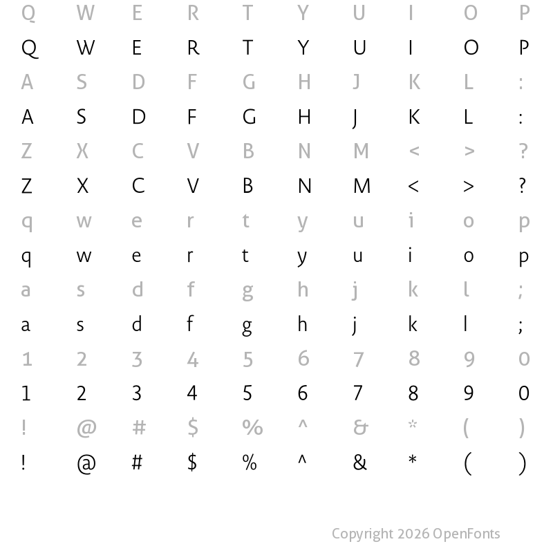 Character Map of Novel Sans Ar Cnd Light