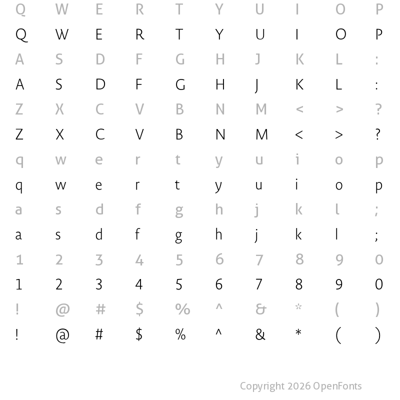 Character Map of Novel Sans Ar Cnd XLight