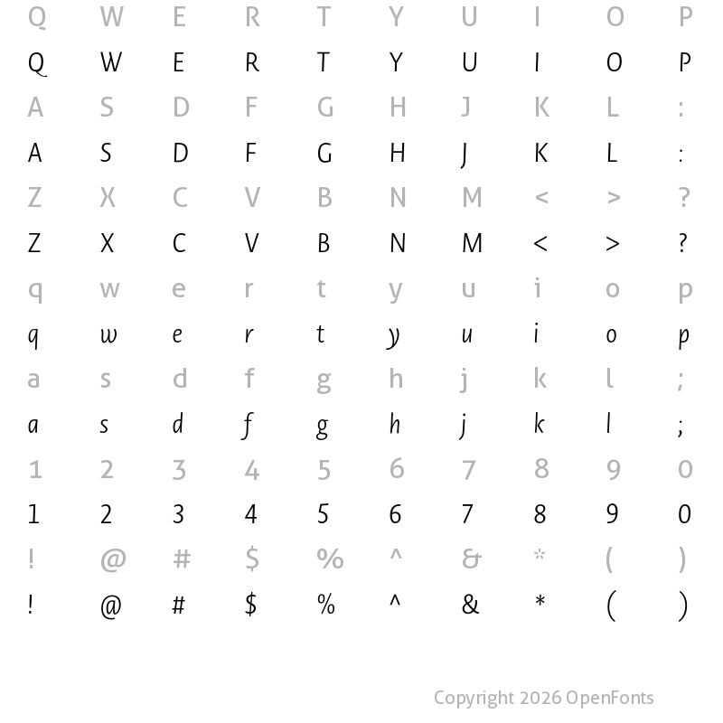 Character Map of Novel Sans Cy Cnd Light It