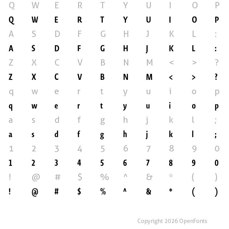 Character Map of Novel Sans He Cmp Bold