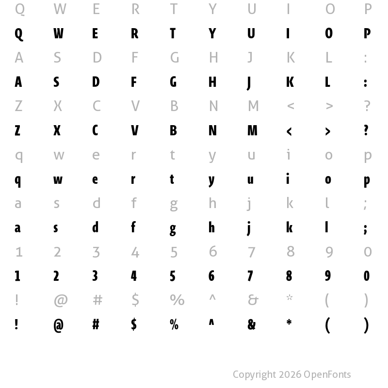 Character Map of Novel Sans He XCmp XBold