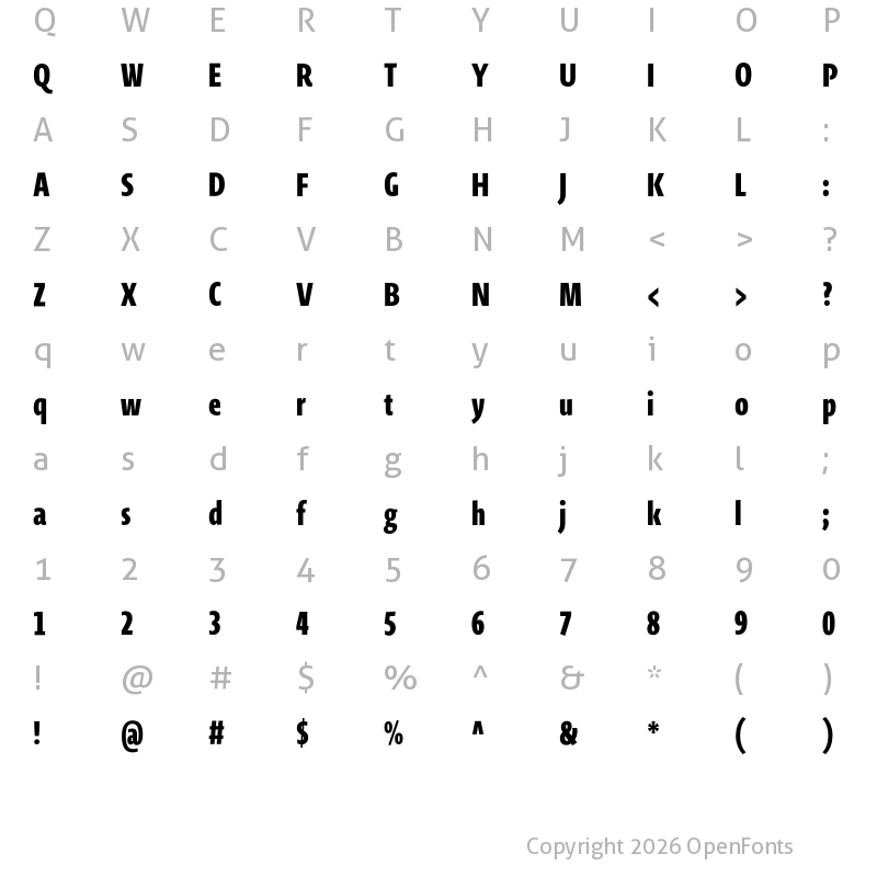 Character Map of Novel Sans Pro XCmp XBold