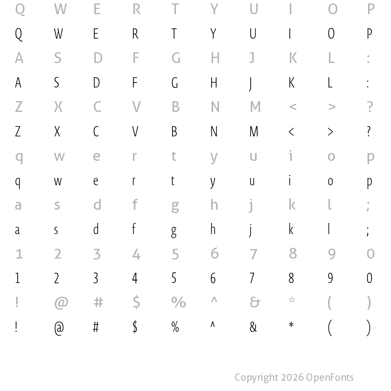 Character Map of Novel Sans Pro XCmp XLight