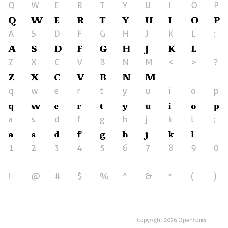 Character Map of Novello Pro Bold