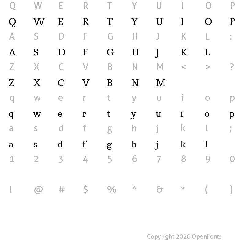 Character Map of Novello Pro Regular