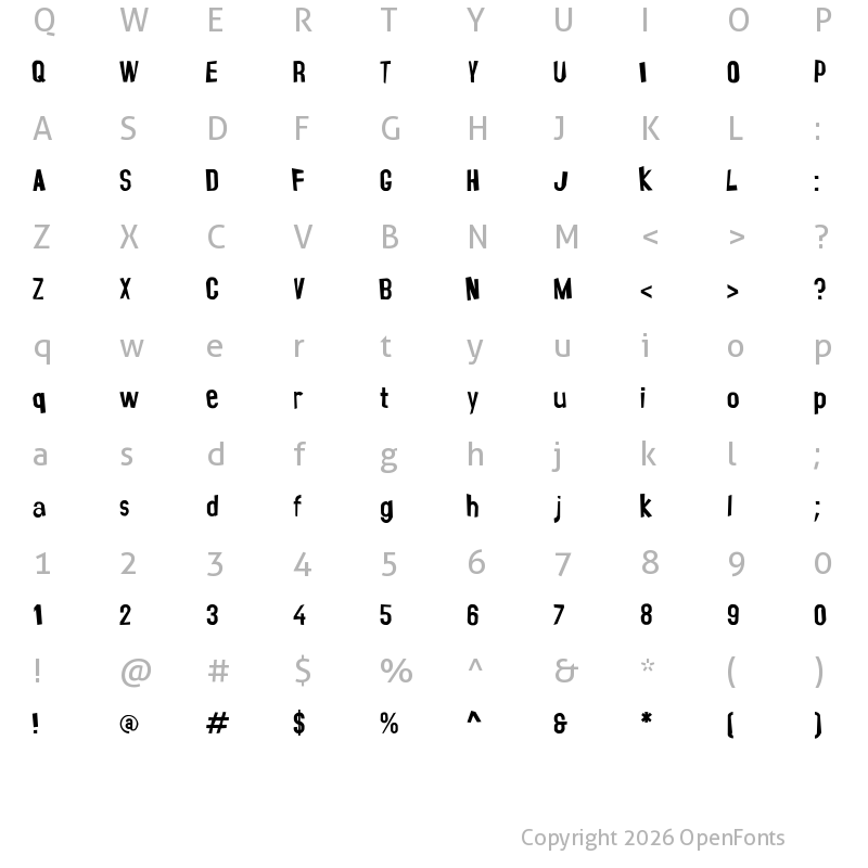 Character Map of November Rain Regular