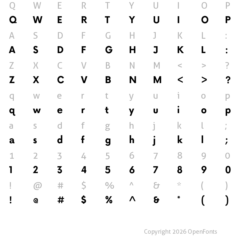 Character Map of Now Alt Bold