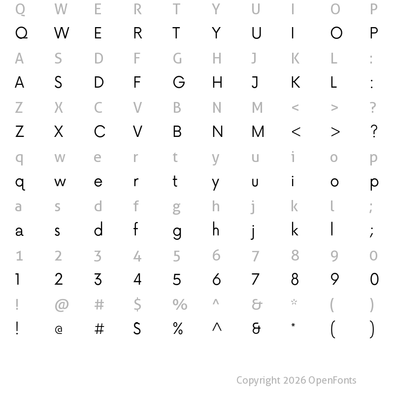 Character Map of Now Alt Regular
