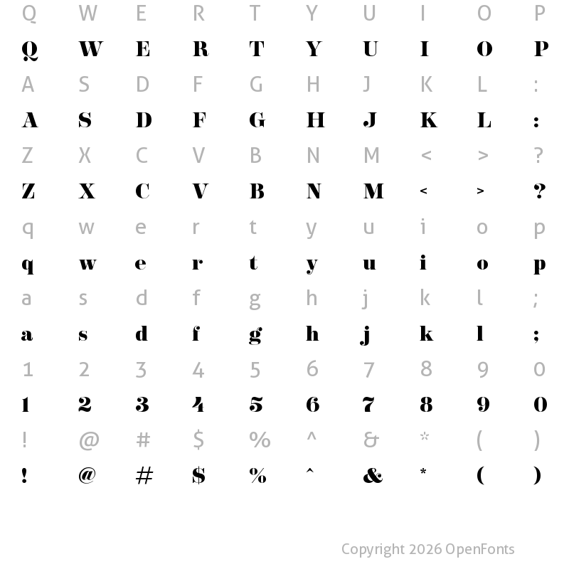 Character Map of NT Josefine Bold
