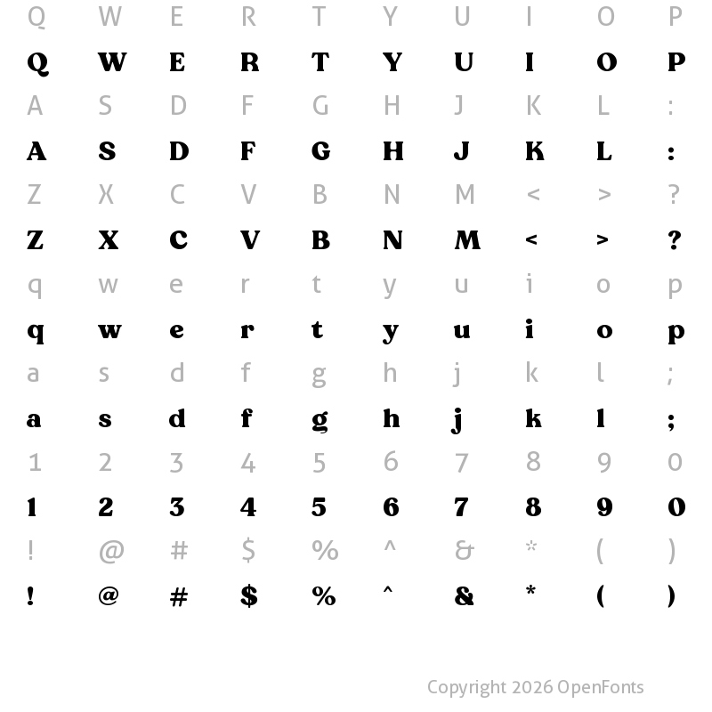 Character Map of NT Wagner Bold