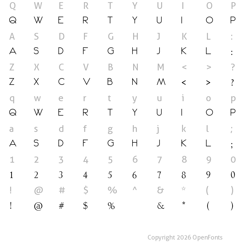 Character Map of Nu Kei Regular