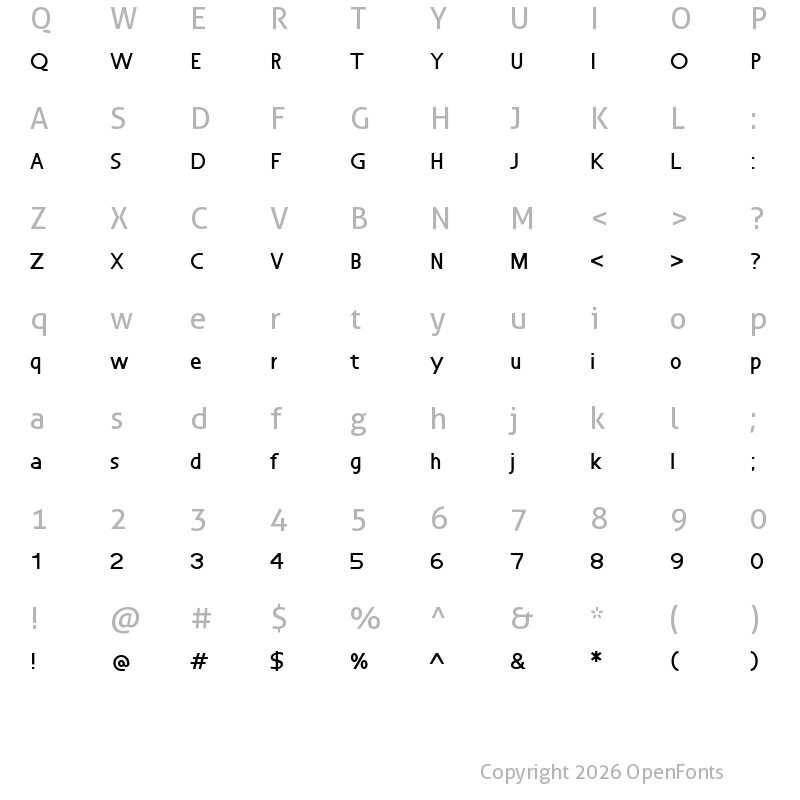 Character Map of Nu World Regular
