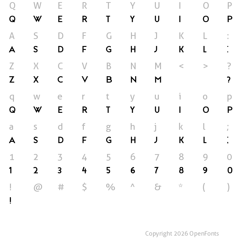 Character Map of Nueva Regular