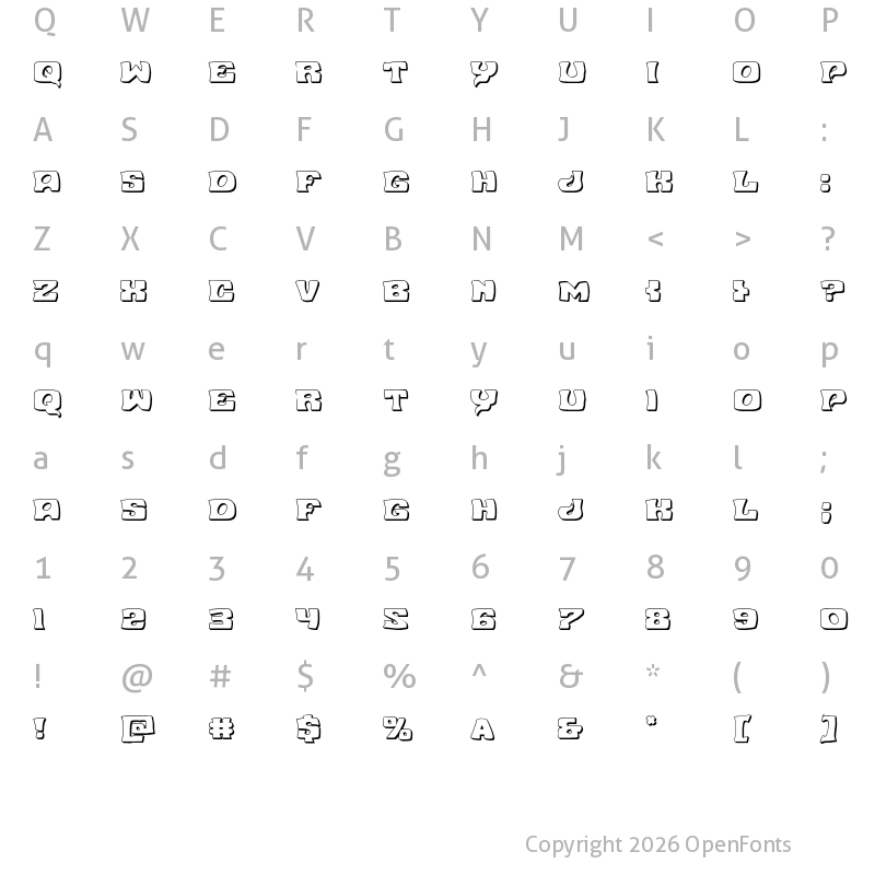Character Map of Nuevo Passion 3D Regular