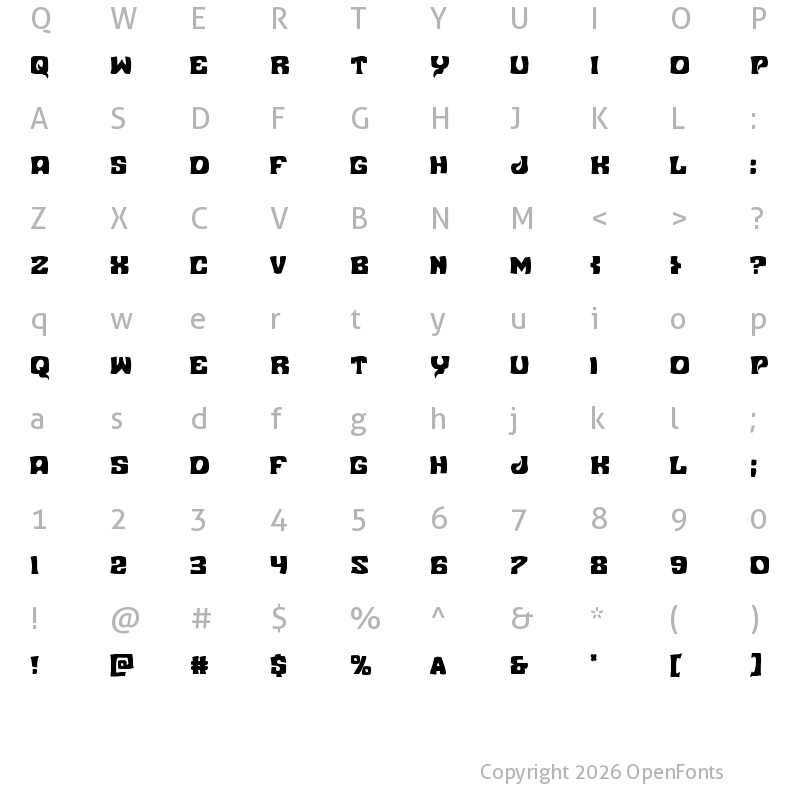 Character Map of Nuevo Passion Condensed Condensed