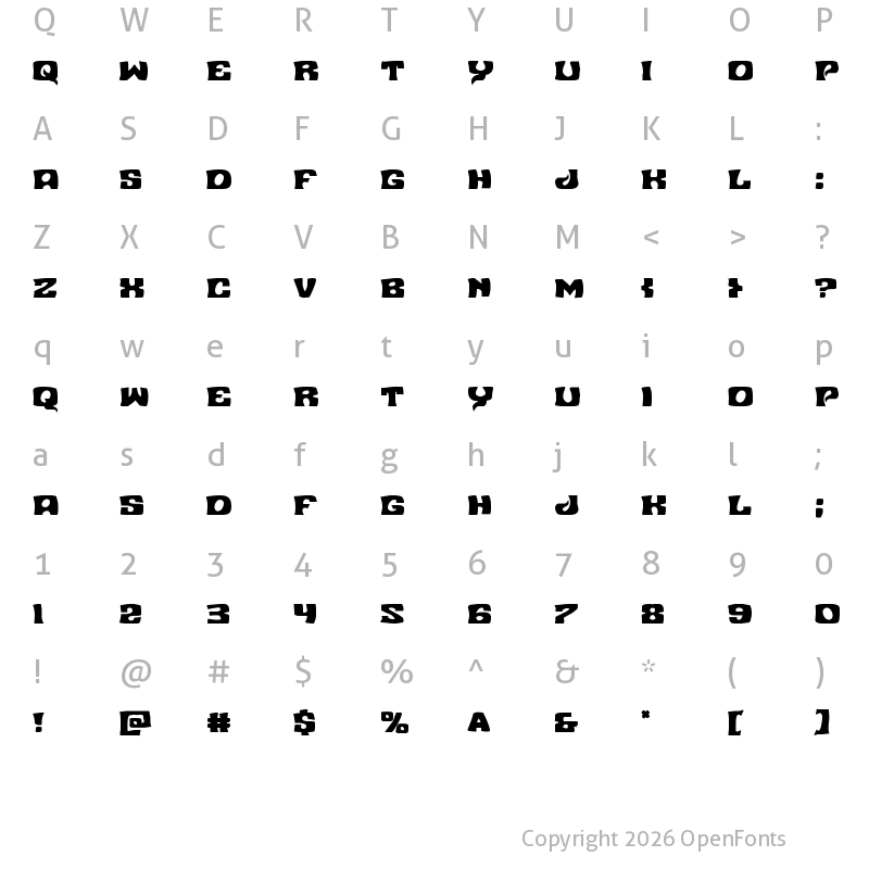 Character Map of Nuevo Passion Regular