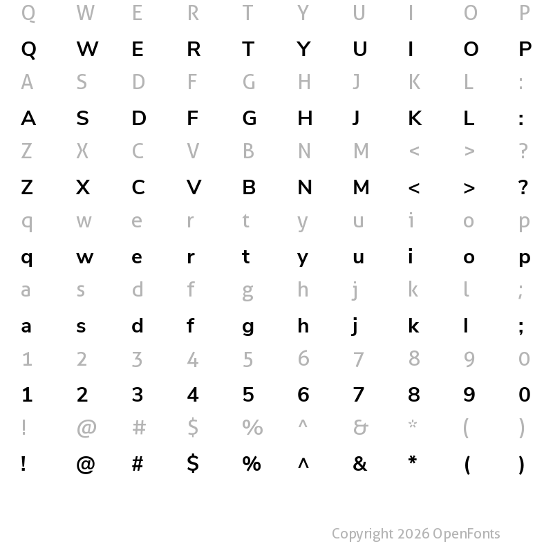 Character Map of Nunito Sans Bold