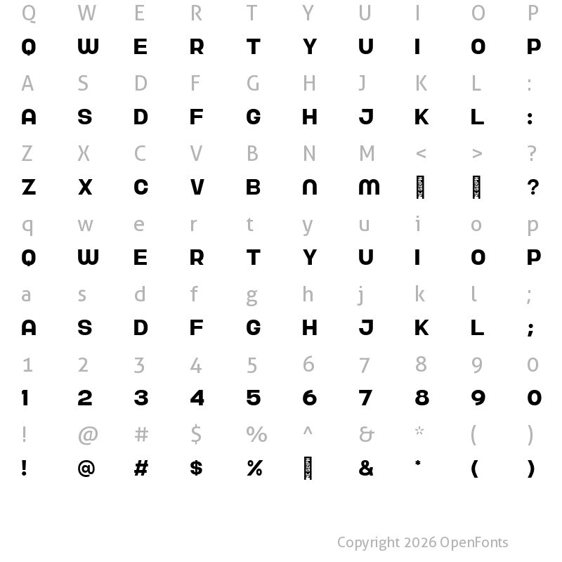 Character Map of Nura Bold