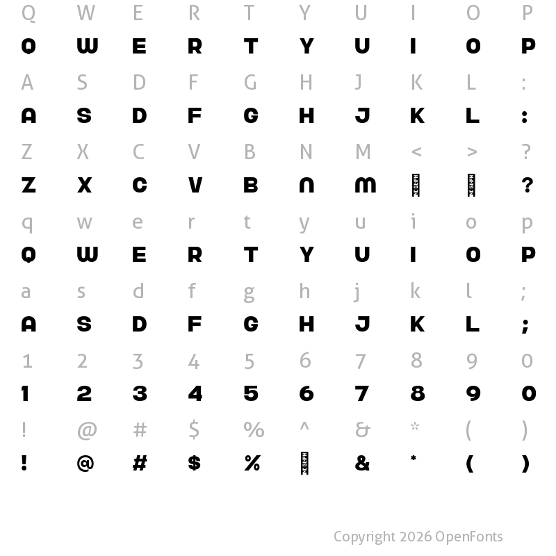 Character Map of Nura Extra Bold
