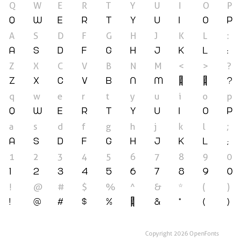Character Map of Nura Light
