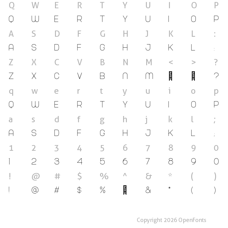 Character Map of Nura Thin