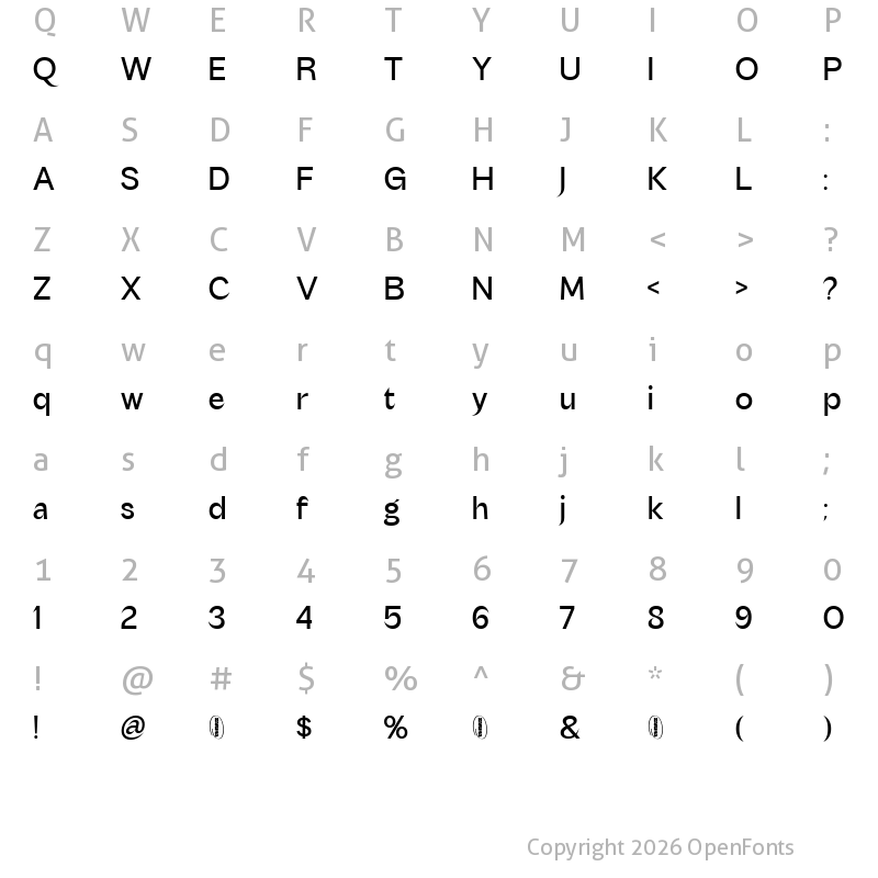 Character Map of Nutgame DEMO Regular