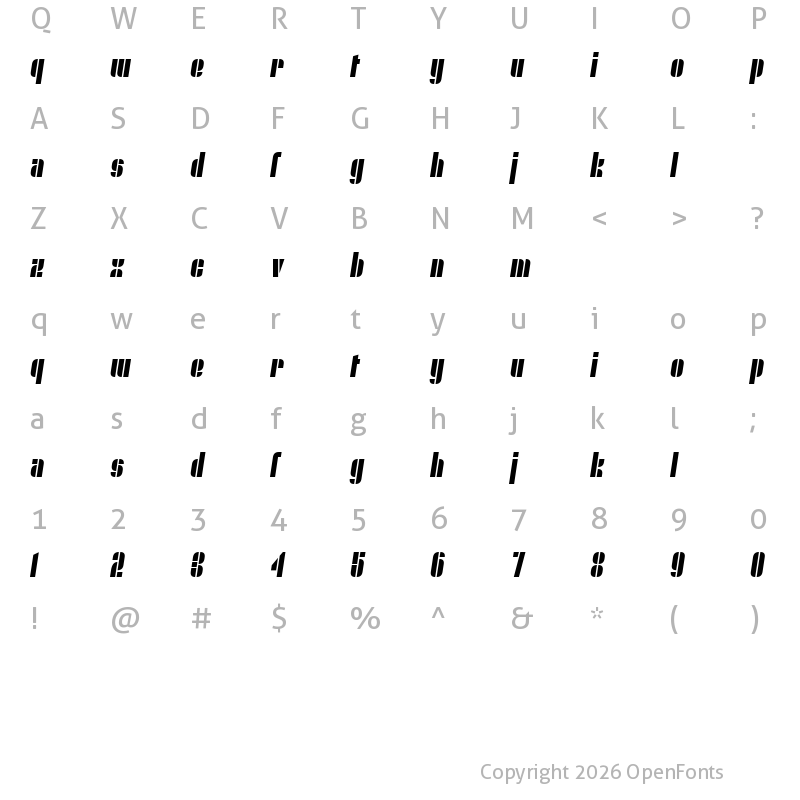 Character Map of Nyamomobile Regular