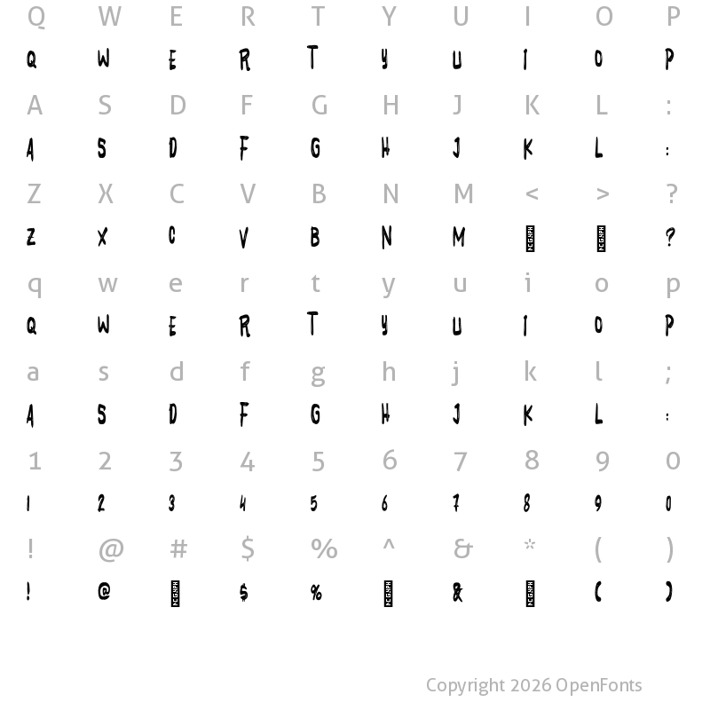 Character Map of Nyctophobia Regular