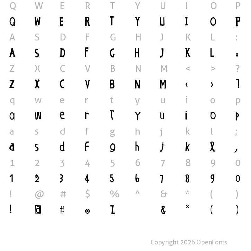 Character Map of O E dans l'O Regular