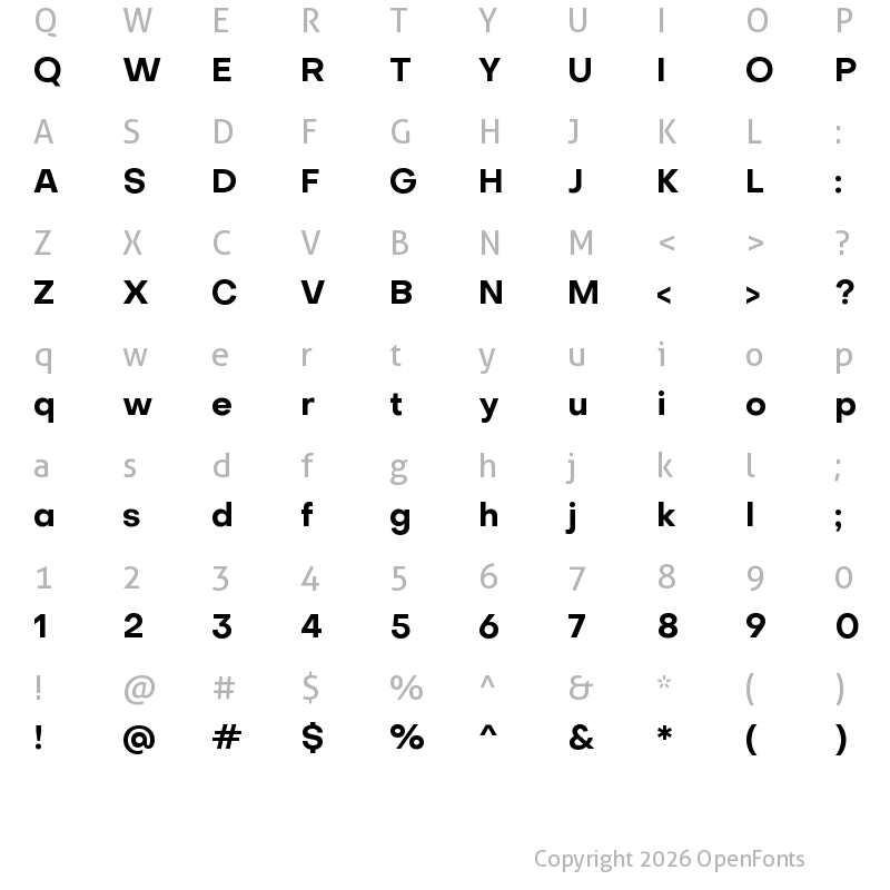 Character Map of Objective Bold