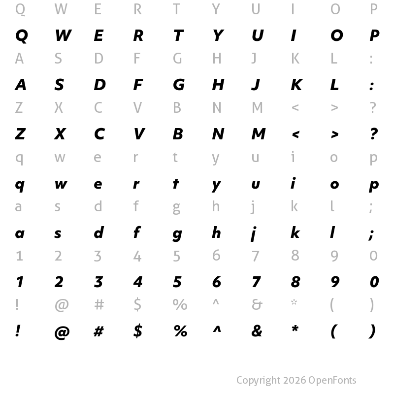 Character Map of Objektiv Mk1 XBold Italic