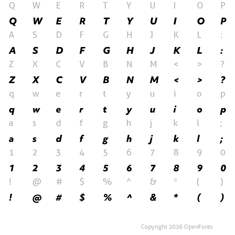 Character Map of Objektiv Mk3 Trial XBold Italic