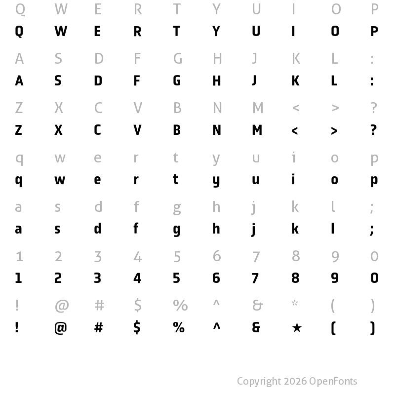 Character Map of Obvia Narrow Medium